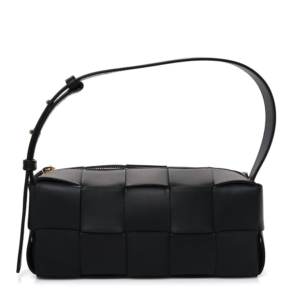 Lambskin Maxi Intrecciato Small Brick Cassette Bag Black