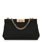 Satin Small Marlene Chain Clutch Black