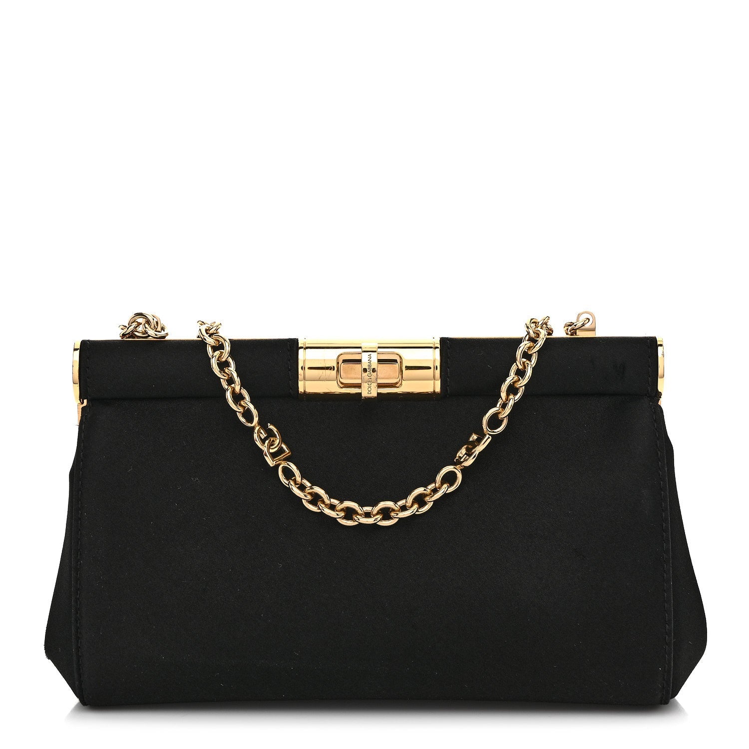 Satin Small Marlene Chain Clutch Black