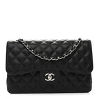 Caviar Quilted Jumbo Double Flap Black