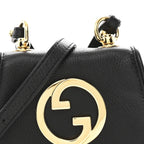 Roxy Calfskin Mini Blondie Card Case Wallet with Strap Shoulder Black