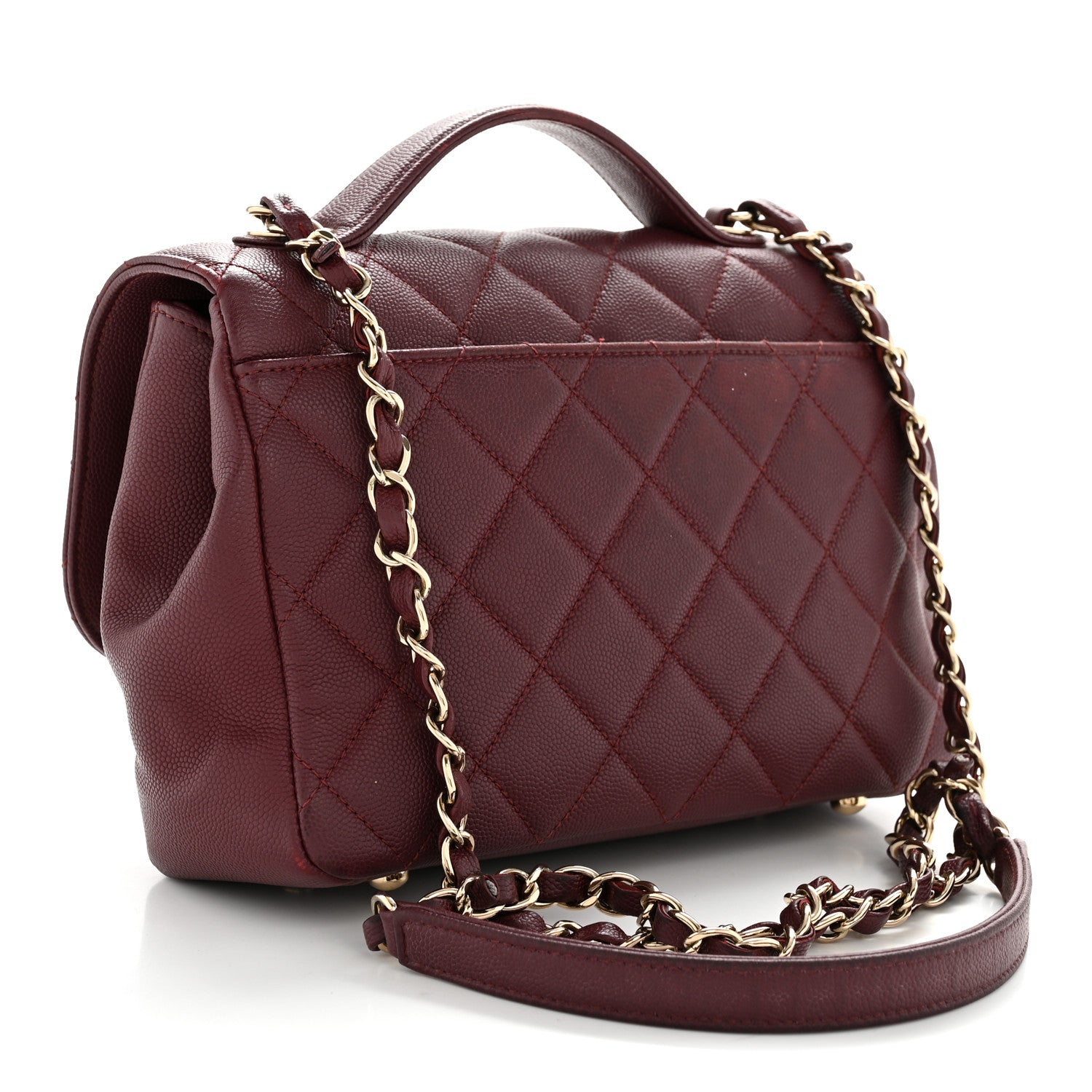 Caviar Quilted Small Business Affinity Flap Burgundy