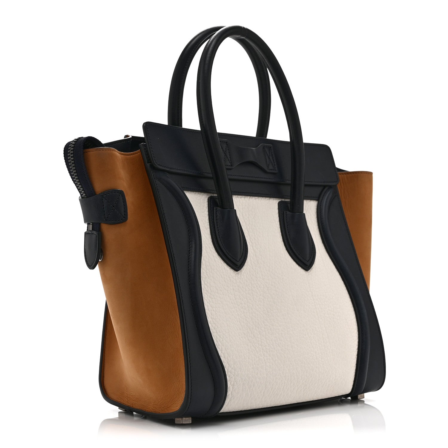 Baby Grained Calfskin Nubuck Micro Tri-Color Luggage White