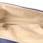 Calfskin Quilted Double Stitch Hamptons Clutch with Chain Blue