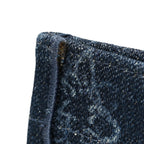Denim Flowers Embroidered Medium Book Tote Blue