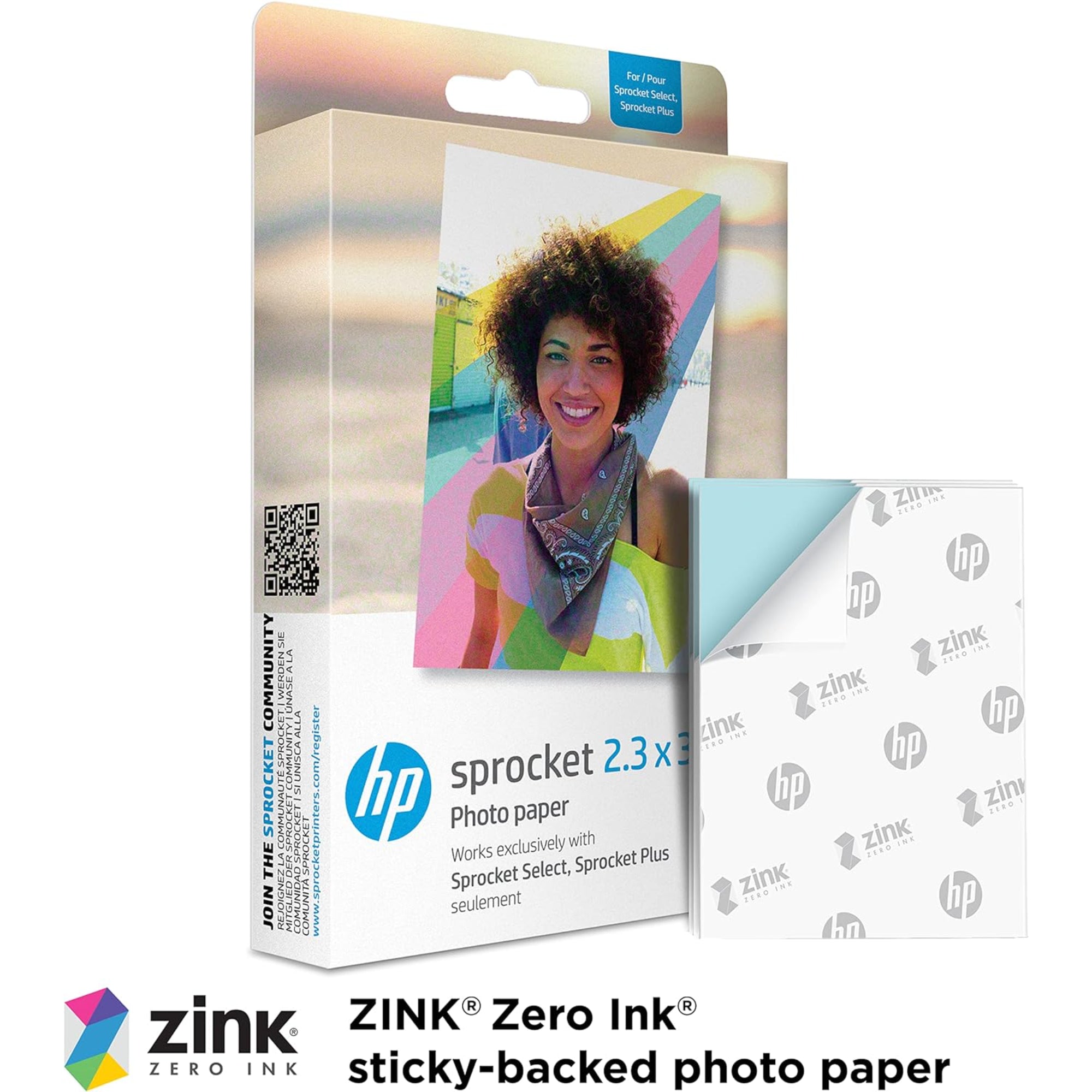 HP Sprocket Sticky Back Zink Photo Paper 2.3 x 3.4" (50 Sheets), Stickers & Album Starter Bundle