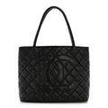 Caviar Quilted Medallion Tote Black