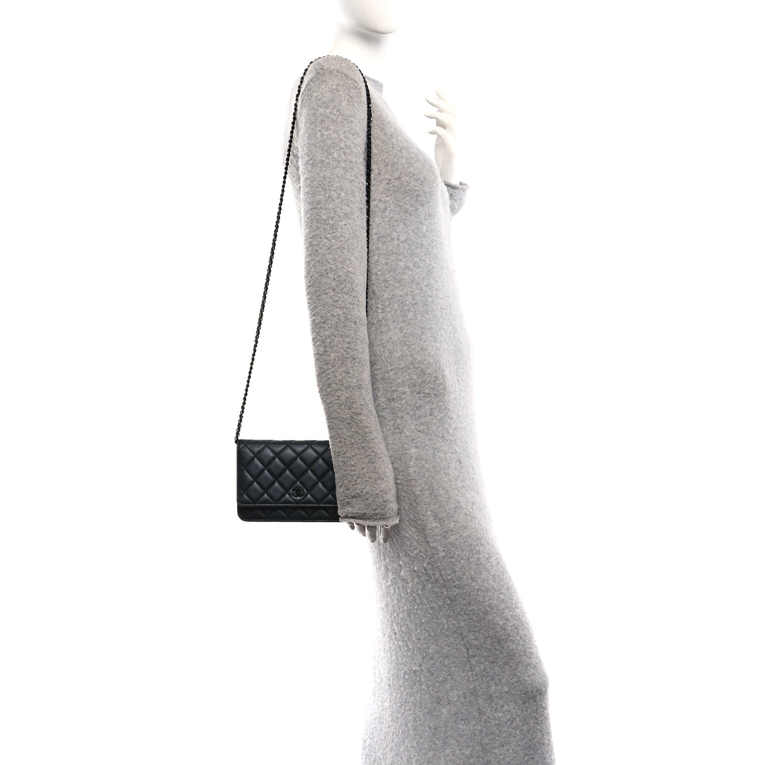 Lambskin Quilted Wallet On Chain WOC So Black
