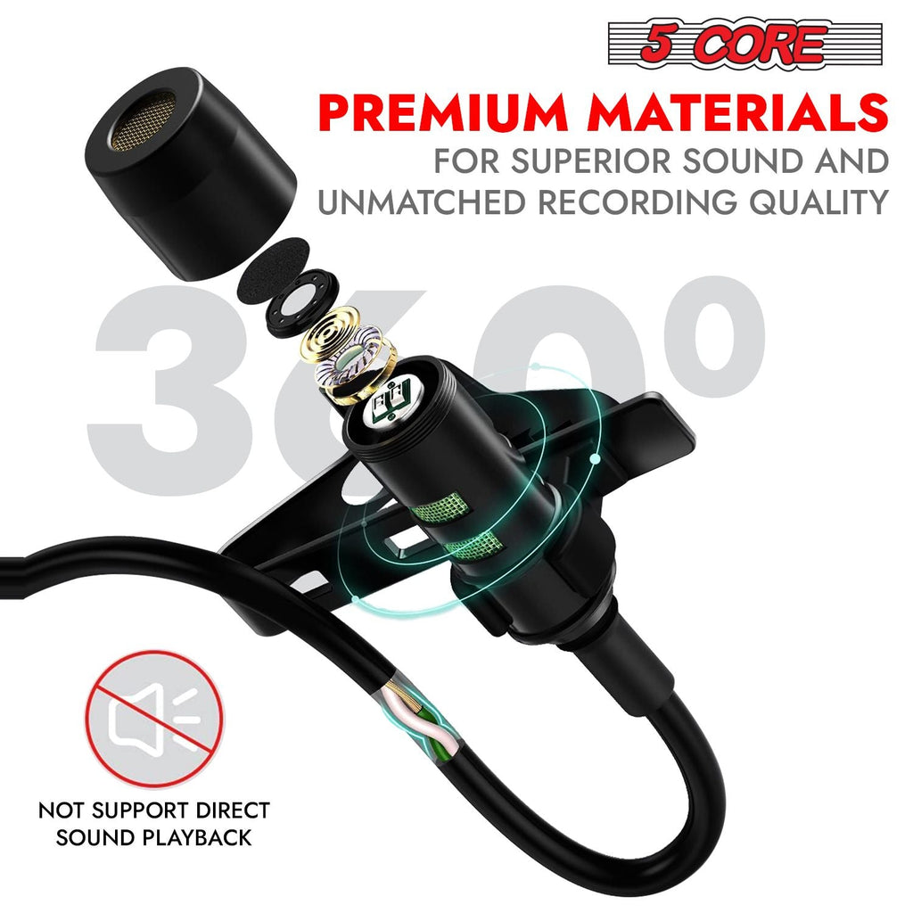 Professional Omnidirectional Lavalier Microphone 3.5mm Clip-On Lapel Mic for Smartphone DSLR Camera PC Interview Video Camcorders Audio Recorder CM Mob 2M