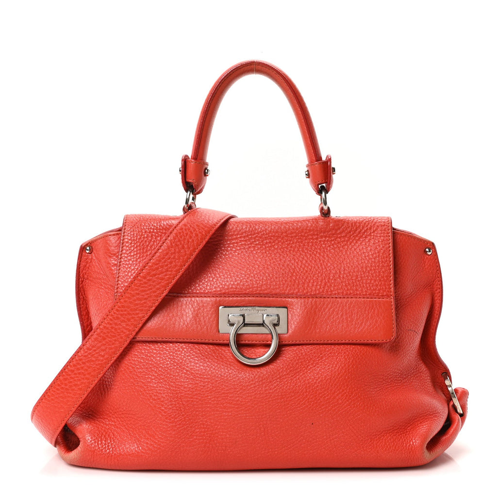 Grained Calfskin Large Sofia Satchel Sunset