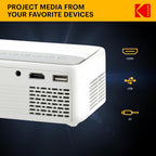KODAK FLIK X1 100” Mini Projector, Portable Pico Projector with Remote & 2W Speakers