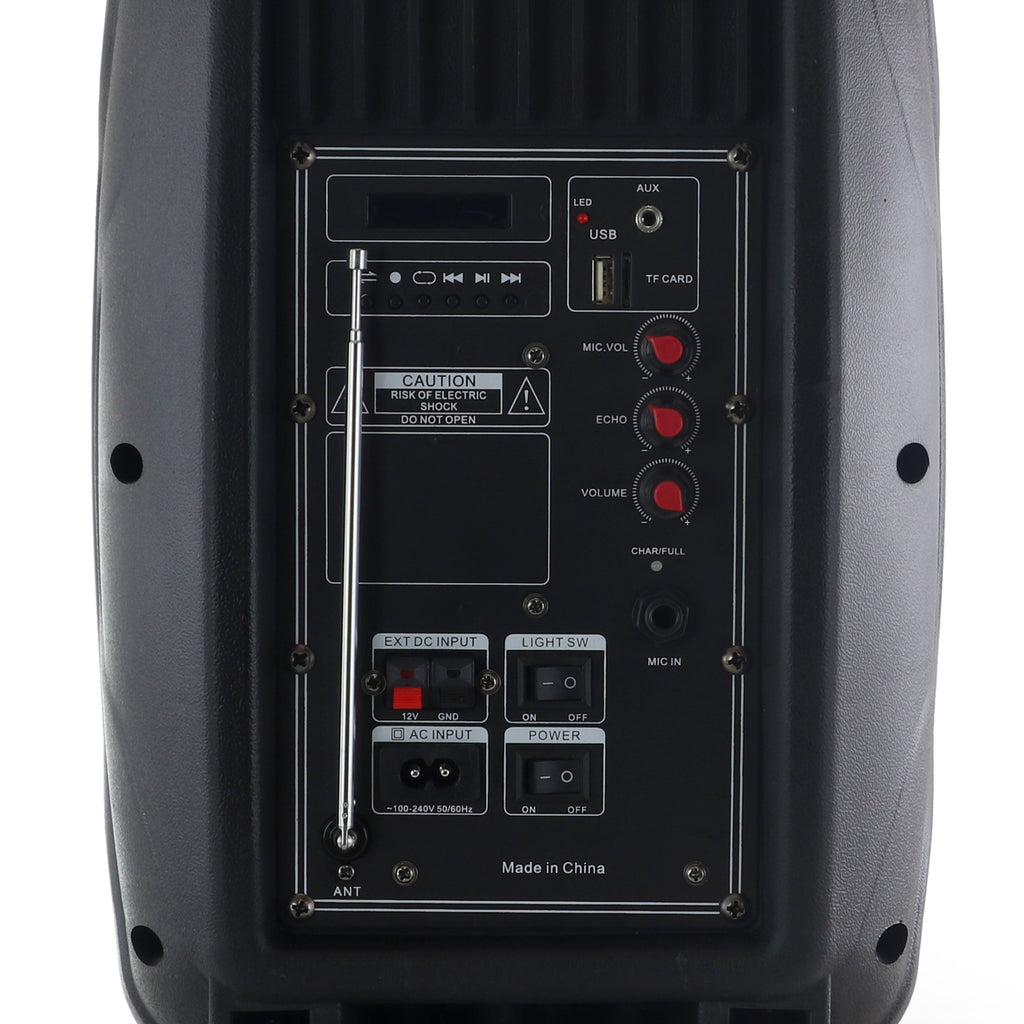 8 Inch 400 Watts Bluetooth Portable Party Speaker with USB, SD Input and Reactive Lights