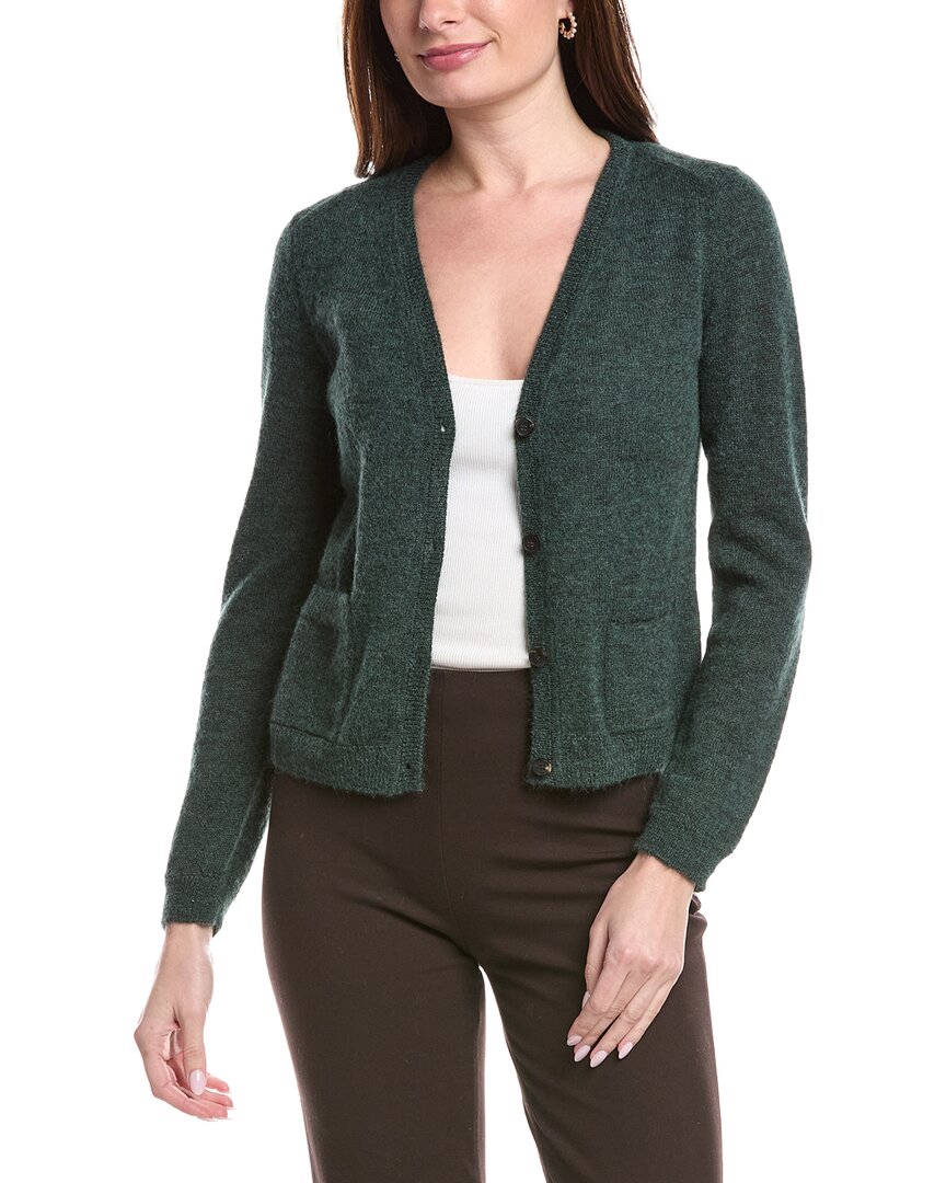 Lafayette 148 New York Mohair-Alpaka-Cardigan mit V-Ausschnitt und aufgesetzten Taschen