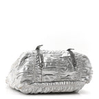 Metallic Nappa Gaufre Messenger Tote Argento