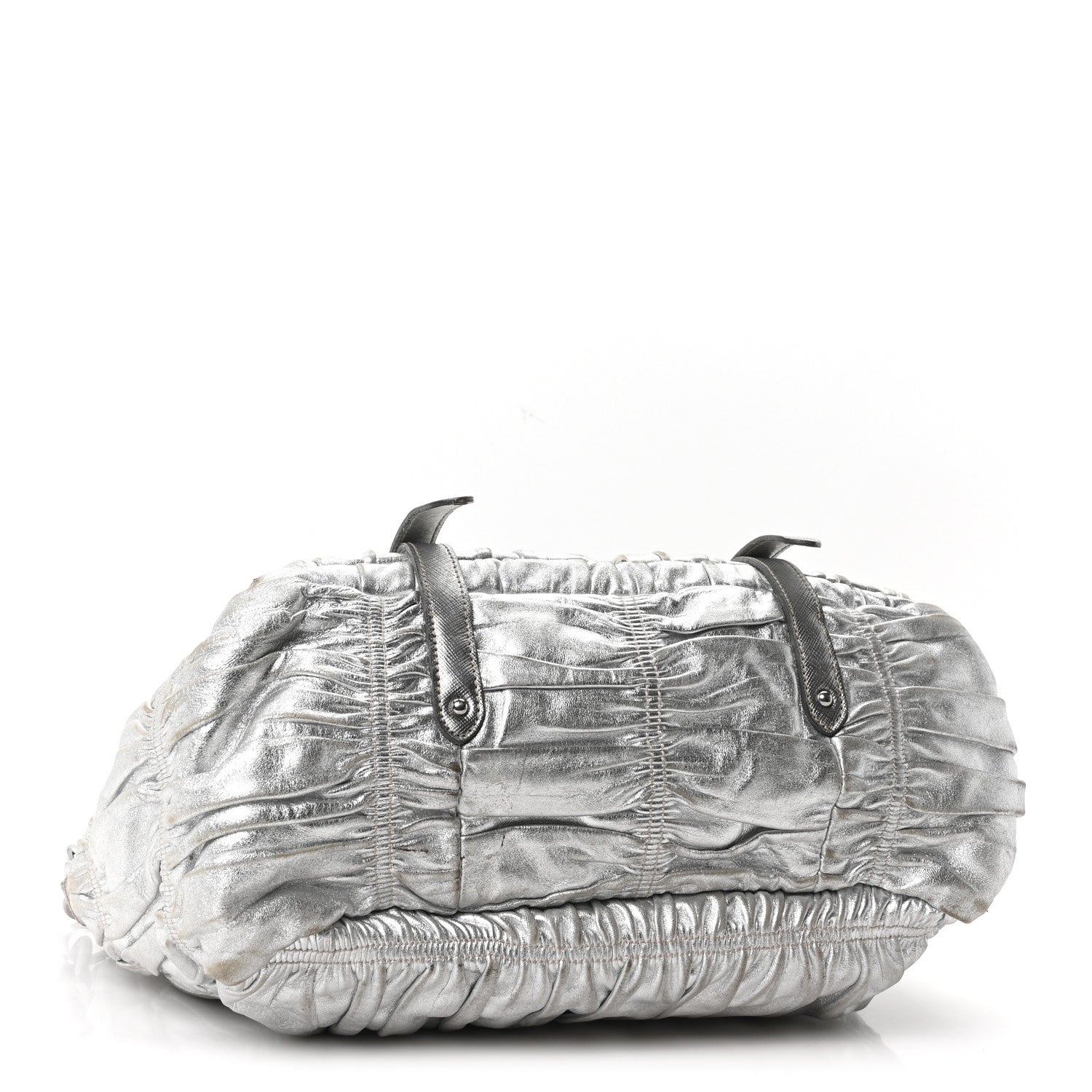 Metallic Nappa Gaufre Messenger Tote Argento