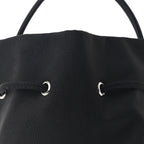 Recycled Sport Nylon Logo Embroidered Wheel Drawstring Bucket Bag Black White