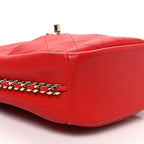 Goatskin Stitched Casual Trip North South Camera Case Red