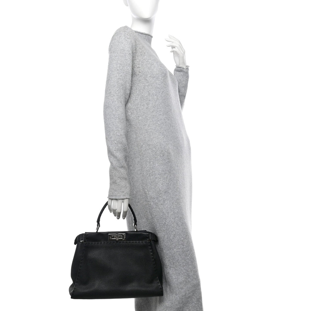 Cuoio Romano Selleria Bi-Color Medium Peekaboo Iconic Satchel Black Mou