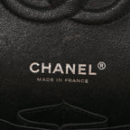 Shiny Crumpled Calfskin Quilted Medium Double Flap So Black