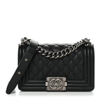 Caviar Quilted Small Boy Flap Black