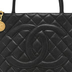 Caviar Quilted Medallion Tote Black