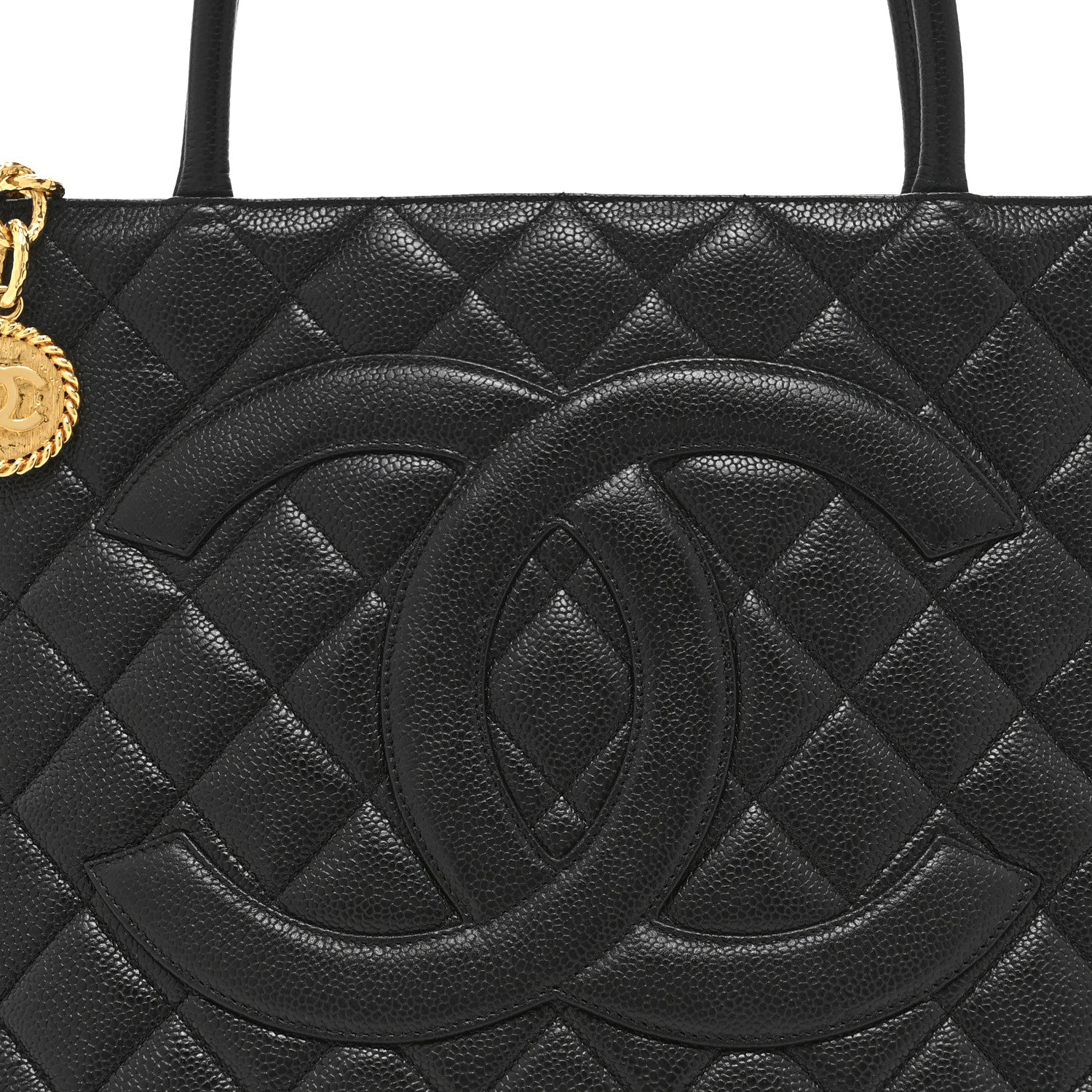 Caviar Quilted Medallion Tote Black