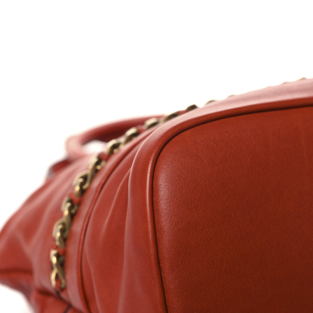 Calfskin Kira Convertible Bowler Bag Brick Red