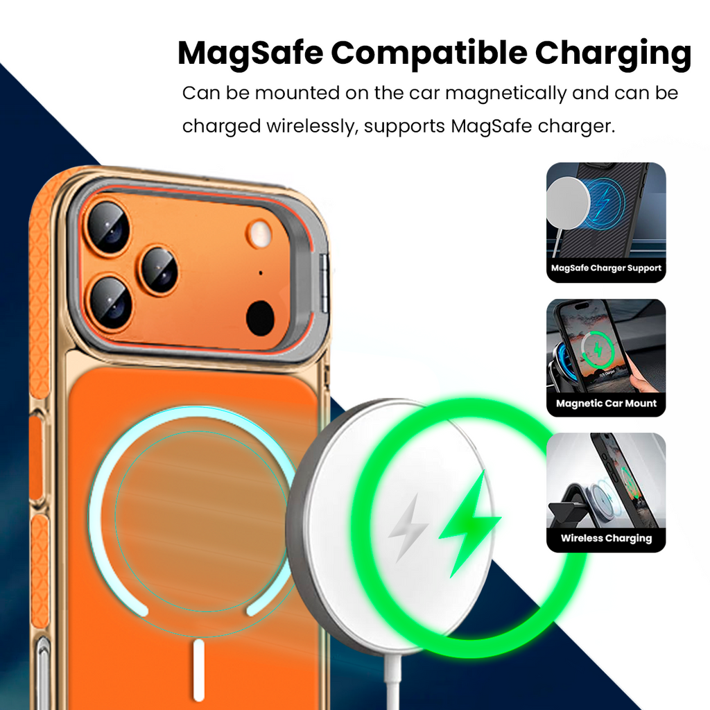 Entronix [Magnetic] Case Compatible with iPhone 17 Pro Max � Color Back w/ Camera Frame Stand & Rubber Edges