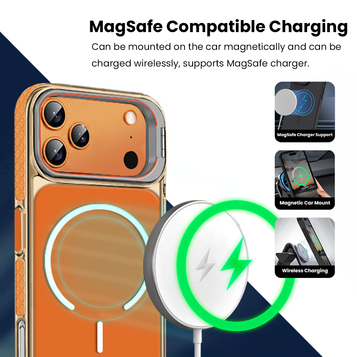 Entronix [Magnetic] Case Compatible with iPhone 17 Pro Max � Color Back w/ Camera Frame Stand & Rubber Edges