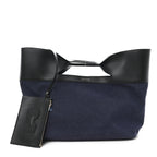 Calfskin Denim Large The Bow Bag Blue Black