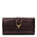 Metallic Snakeskin Soft Stirrup Wallet Brown