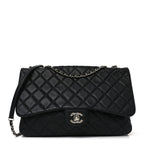 Lambskin Quilted Jumbo Chanel 3 Flap Bag Black