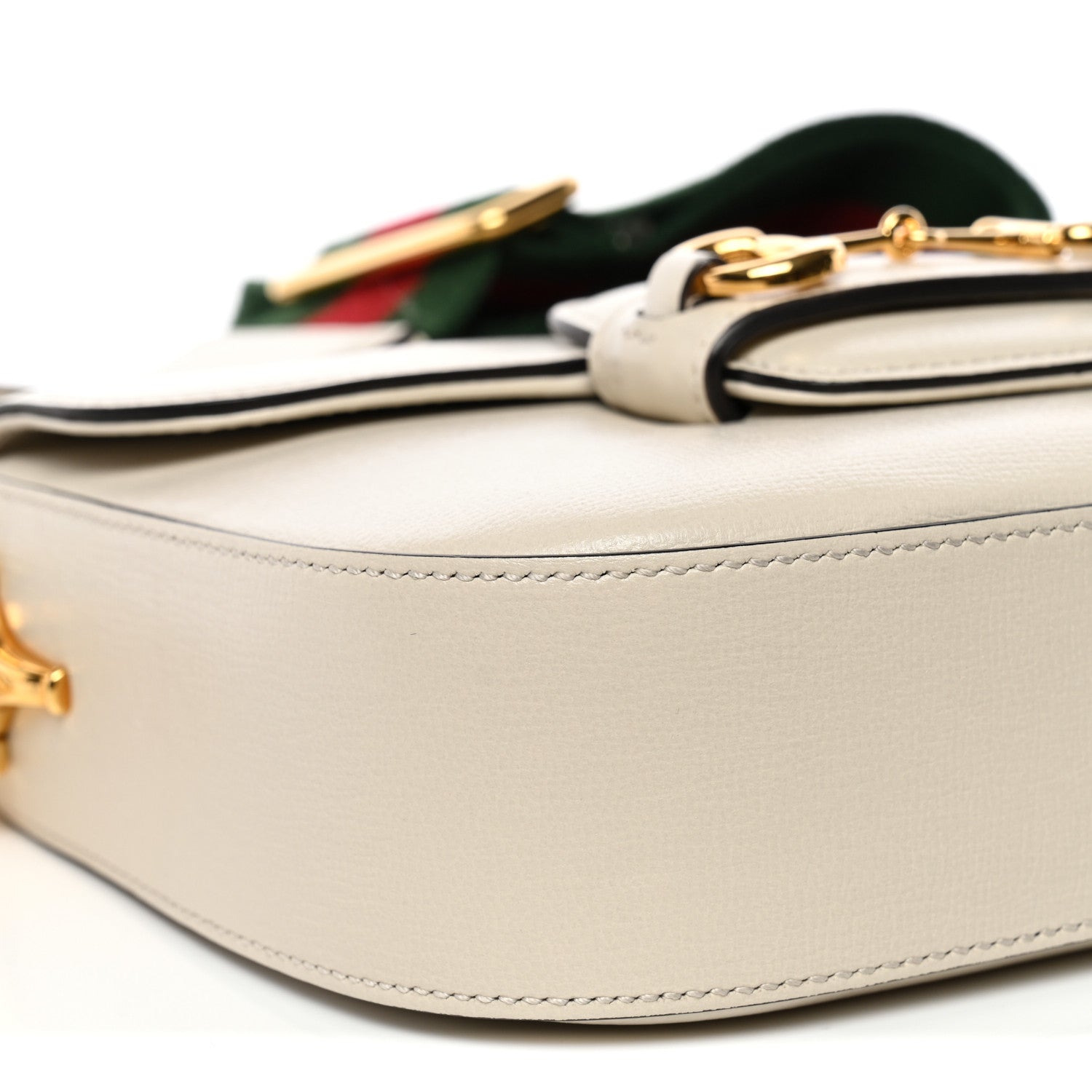 Azalea Calfskin Web Mini Horsebit 1955 Shoulder Bag Mystic White
