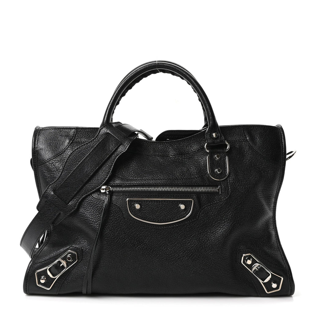 Chevre Silver Metallic Edge Hardware City Black