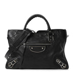 Chevre Silver Metallic Edge Hardware City Black