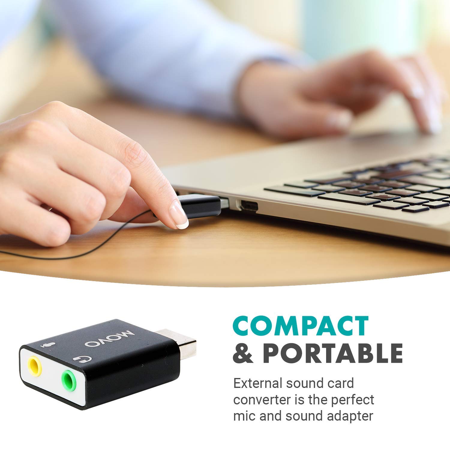Movo USB-AC 3.5mm TRS Mic to USB 2.0 Adapter