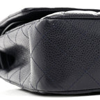 Caviar Quilted Medium Double Flap Navy