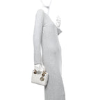 Lambskin Gathered Mini Lady Dior White