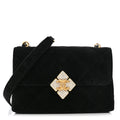 Velvet Strass Diamond Lock Flap Black