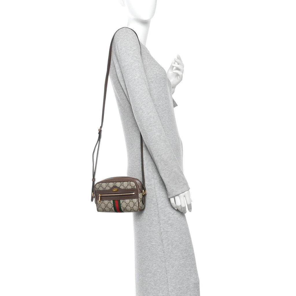 GG Supreme Monogram Web Mini Ophidia Shoulder Bag Brown