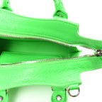 Grained Calfskin Neo Classic Silver Hardware Nano City Crossbody Fluo Green