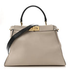 Vitello Seta Snakeskin Monster Eyes Medium Peekaboo Iconic Satchel  Amido Sand Black