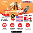 Professional Dynamic Vocal Microphone Neodymium Cardioid Unidirectional Handheld Mic for Singing Karaoke Steel Mesh Grille Metal Body With ON Off Switch + 16ft Detachable Cable + Clip + Bag