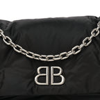 Nylon Medium Monaco Chain Shoulder Bag Black