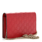 Guccissima Signature Bowy Chain Wallet Hibiscus Red