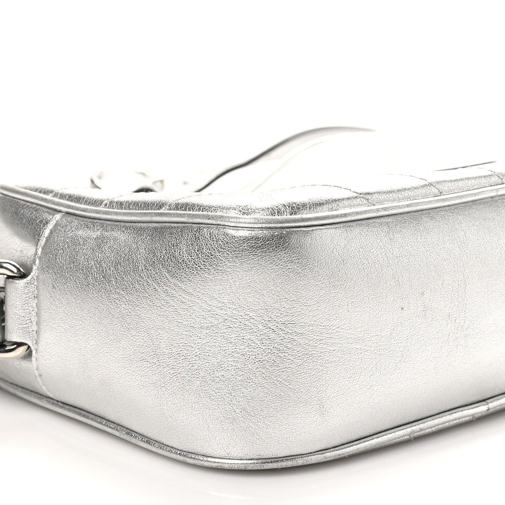 Metallic Sakai Be Green Calfskin Diagonal Stitched Small Blondie Shoulder Bag Silver