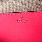GG Supreme Monogram Textured Dollar Calfskin Web Ophidia Small Crossbody Bag Beige Ebony Fuchsia