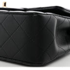 Lambskin Quilted Mini Top Handle Rectangular Flap Black