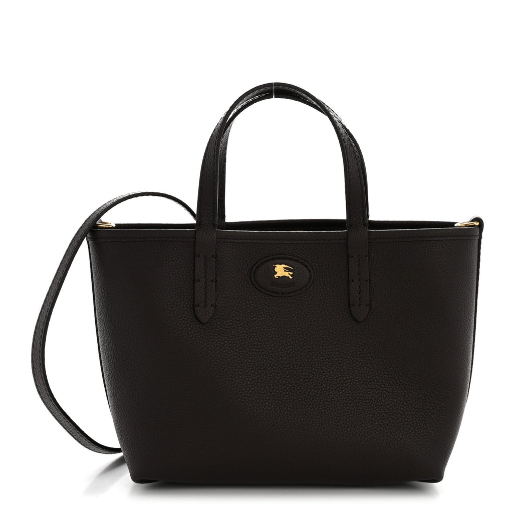Grainy Calfskin Mini Reversible Tote Peat Sand