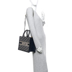 Oblique Calfskin Small Book Tote With Strap Blue Multicolor